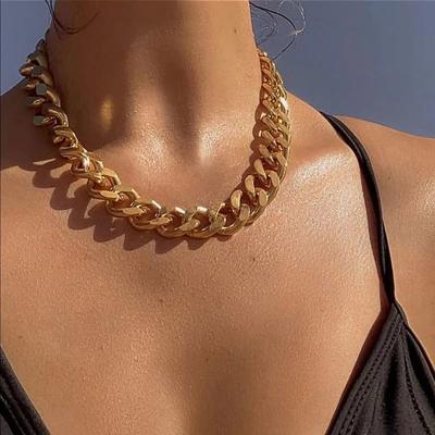 China New fashion romantic gold color vintage punk necklaces deep chain statement necklaces and pendants women jewelry wholesale for sale