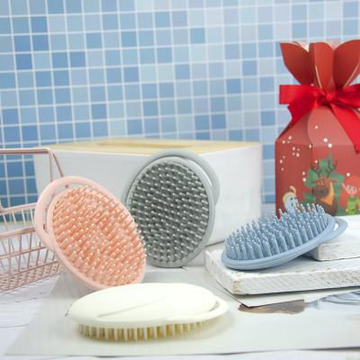 China Take a Bath Logo Wheat Straw Hair Shampoo Brush Scalp Care Private Hair Brush with Soft Silicone Scalp Massager for sale