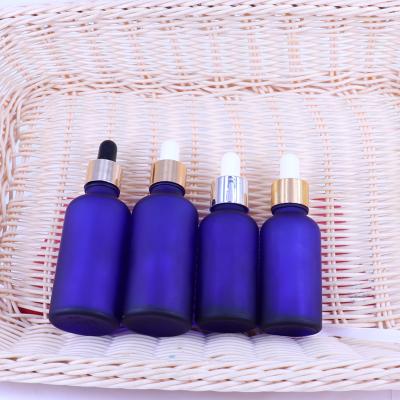 China Eco-friendly Recyclable Frosted Empty Cosmetic Serum Essential Oil Bottle 1oz Glass Bottle Dropper Bottle for sale