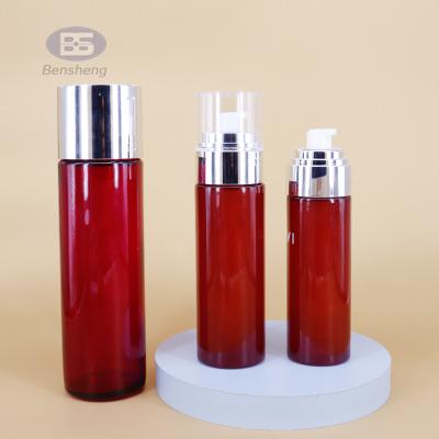 China Cosmetic Luxury Cosmetic Packaging Set Glass Lotion Bottle 30ml 250ml 300ml Frosted Cosmetic Bottles for sale