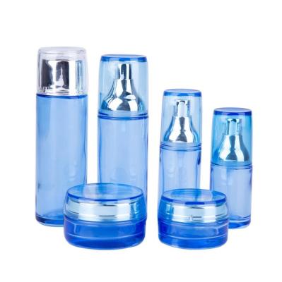 China High Quality Mini Blue Cosmetic Bottle Set Container Personal Care Goods And Packaging for sale