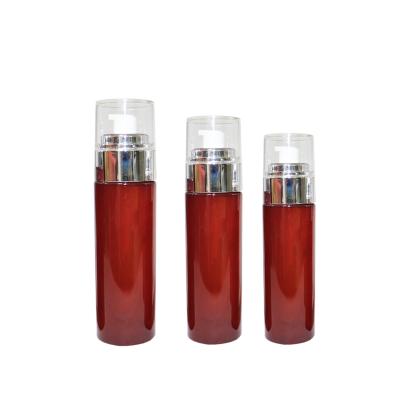 China High Quality Skin Care Airless Pump Cosmetic Packaging Bottle 0.5oz 1oz 2oz 3oz 4oz 5oz Red Glass Bottle for sale