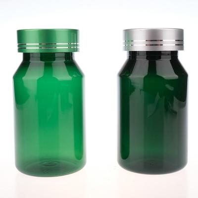 China Meidical packaging in stockPET pill bottle healthy care bottle capsule bottle with metal top cap 100ml 150ml 200cc for sale