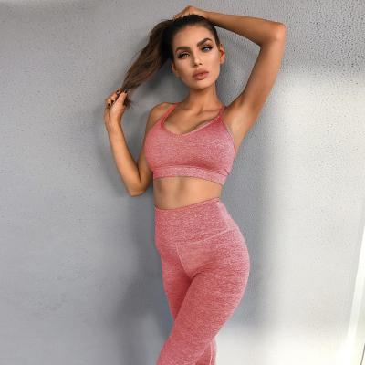 China 2 Piece Women Yoga Set Breathable Simple Quick Dry Casual Home Wear Sleeveless Yoga Set for sale