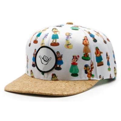 China COMMON Flat Brim Cork Snap Back Hats Sublimation Printing Tarpaulin Covers 3D Patch Embroidery Woven Hip Hop Hats for sale