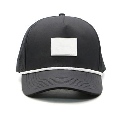 China breathable & Customized Design Golf Hats Waterproof Quick Dry Perforated Silicon Patch Breathable Laser Holes Sports Hats for sale