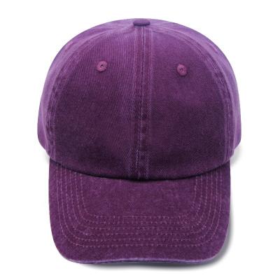 China Wholesale 6 Panel White Purple COMMON Dad Caps Heavy Washed Distressed Vintage Dad Hats for sale