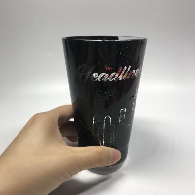 China Small PS Barware 340ml Coke Led Mug Full Color Printing OEM Lead Glass For Promotion for sale