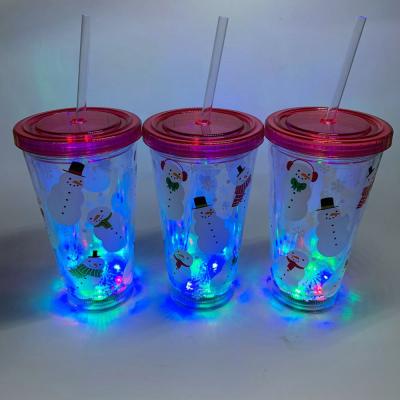 China Festival Decoration Straw Led Cup 16oz 450ml Party Flasher Bar Lighting Up Instant Drinkware for sale