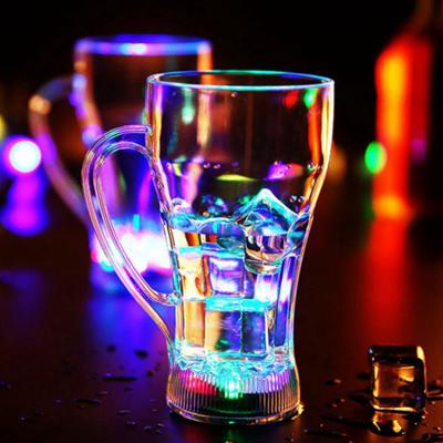 China Festival Decoration Mug Cups Handle Coke Lotus Beer Mug Popular Led Flashing Luminous Cup For Barware for sale