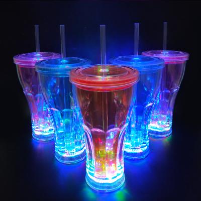 China Hot Selling Party Cup 18oz 500ml Straw Tumbler Led Festival Decoration Flashing Bar Light Up Instant Drinkware With Lids And Straw for sale