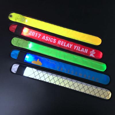 China Polyester+TPU ready to ship working hot sales led armband increasing safe led slap band for outdoor for sale