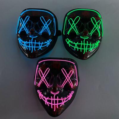 China Factory PVC Lighting Colorful Reusable PVC EL Wire Face Mask For Halloween Masquerade Party for sale