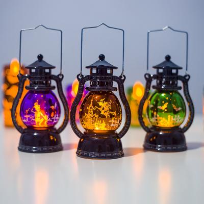 China PVC+Metal Halloween Decoration Lamp Retro LED Christmas Candle Electronic Light Kerosene Atmosphere Lanterns For Bar Ghost Festival for sale