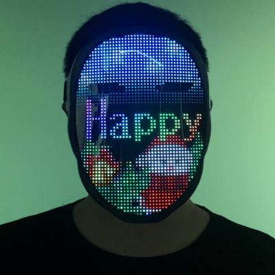 China Scary Bar/Party/Game Halloween Mask With APP Programmable DIY LED Glowing Mask Led Display Halloween Face Mask for sale