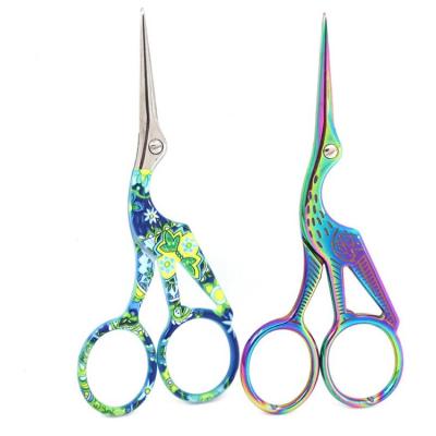 China Large Stainless Steel Stitch Embroidery Handwork Scissors Crane Bird Shape Embroidery Scissors Cross for sale