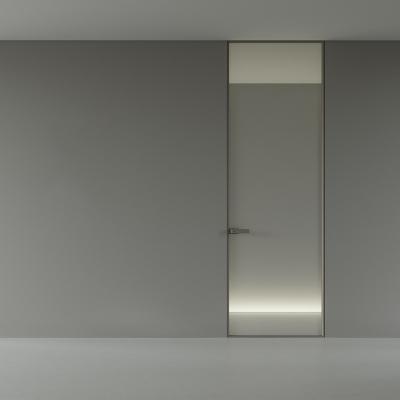 China Waterproof extremely narrow frame glass door for bathroom minimalist style aluminum glass bathroom door for sale