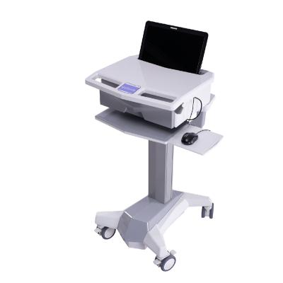 China Medical Integrated Hospital ABS Mobile Convenience Workstation Hospital Laptop Cart with Drawer for sale