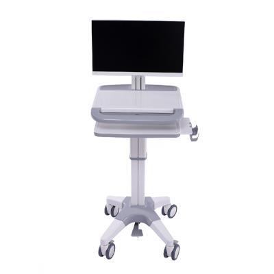 China ABS Modern Mobile Height Hospital Trolley Adjustable Nursing Medical Computer Trolley for sale