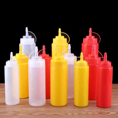 China Wholesale Food PE Food Grade Salad Squeeze Bottle Ketchup Jam Squeeze Bottle Plastic Tip Bottle for sale