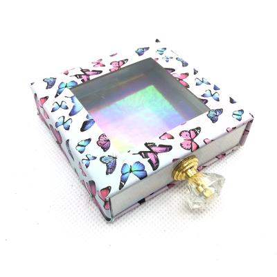 China Recyclable Custom Eyelashes Packaging Box With Square Drawer Handle Eyelash Box for sale