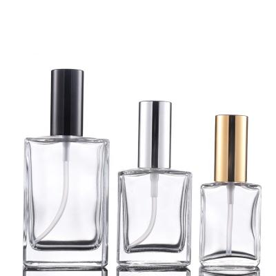 China 30ml 50ml 100ml Square Perfume Bottles Cosmetic Empty Glass Perfume Spray Bottle for sale