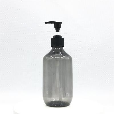 China Cosmetic Wholesale 500ml PET Lotion Pump Bottle Plastic Amber Green Shampoo Bottle for sale