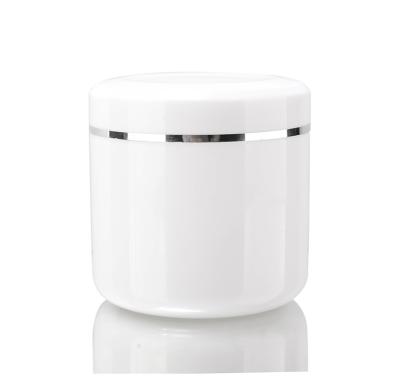 China 20g 30g 50g 100g 150g 250g pp cosmetic empty white plastic cream jar with silver rim cap for sale