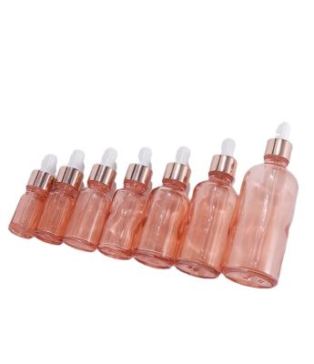 China Factory Wholesale Personal Care Custom Essential Oil Bottle Rose Gold Clear Matte Dropper Bottle for sale