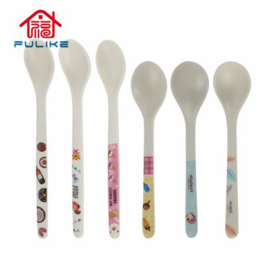 China Cartoon Sustainable Baby Melamine Spoon Feeding Children's Soup Spoon Biodegradable Spoon for sale