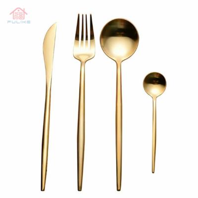 China Viable European-style 304SS cutlery Portuguese knife and spoon set Nordic-style cutlery gold-plated set for sale