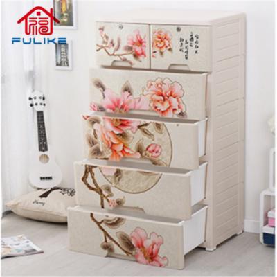 China Classic Peony Flower Drawer Storage Cabinet Assembly Wardrobe Cabinet (Waistline) Bedroom Furniture Adjustable Wardrobes for sale