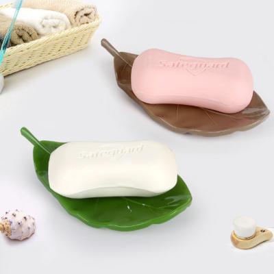 China Plastic Soap Tray Toilet Soap Holder Soap Box Creative Cartoon Leaf Shaped Bathroom Viable for sale