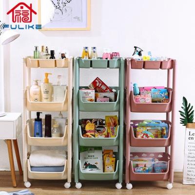 China Storage Cart 3 Tier Unit Mobile Shelf Organizer Slide Out Storage Rolling Cart Tower Serving Rack For Kitchen Bathroom for sale