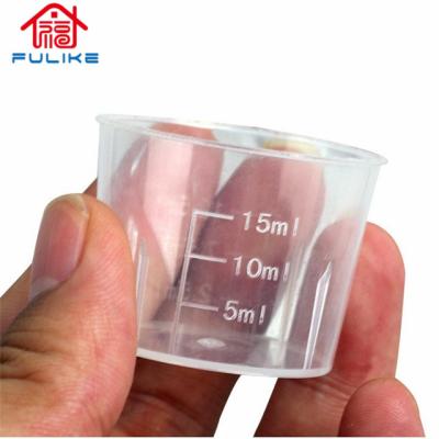 China 15ml Viable Transparent Cup Plastic Clear Lab Graduated Measuring Cups for sale