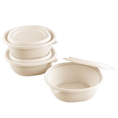 China 350ml 550ml 650ml 800ml 1050ml Viable Custom Biodegradable Disposable Lunch Bowl Plastic Lunch Bowl Food Containers With Lid for sale