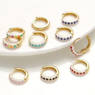 China 2021 New Arrival HOT Jewelry Bohemia Colorful Oil Drip Circle Earring Retro For Women Gold Plated Trendy Hip Hop Circle Earrings for sale