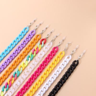 China New Arrival Fashion Jewelry Trendy Candy Color Acrylic Monocle Thick Chains Lanyard Necklace Holder Girls Women Masking Chain Non-slip for sale