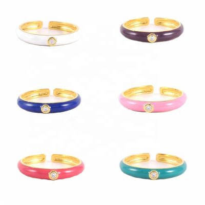 China TRENDY Colorful 925 Silver Enamel Women's Ring Adjustable Openings Round Ring Jewelry Anniversary Band Valentine's Day Gift Couples for sale