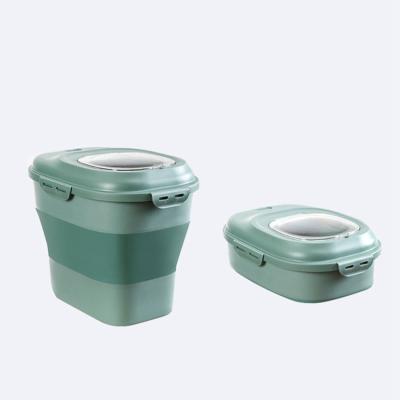 China 2021 New Design China Foldable Pet Food Storage Box Foldable Multifunctional Pet Food Bucket for sale