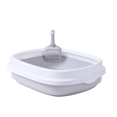 China Sustainable New Design Big Full Portable Half Closed Cat Litter Box With Shovel Pet Toilet Box for sale