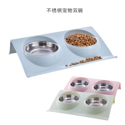 China Eat Food Stainless Steel Double Dog Bowl , Dog Bowl for sale