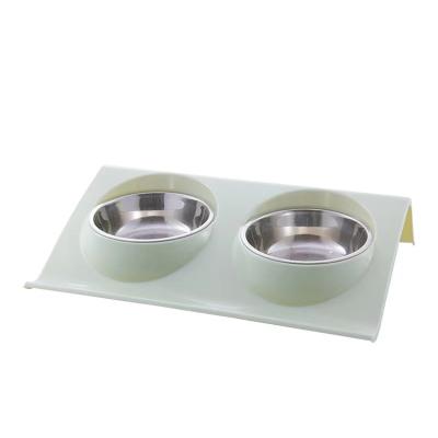 China New Arrival Sustainable High Quality Dog Feeder Washable Stainless Steel With Two Large Capacity Dog Bowls for sale