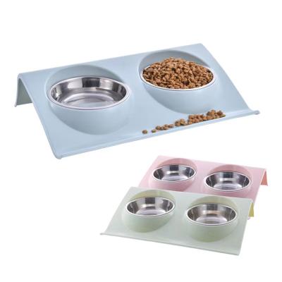 China Sustainable Best Selling Heavy Duty Stainless Steel Dog Food Feeder High Capacity Two Durable Bowls for sale