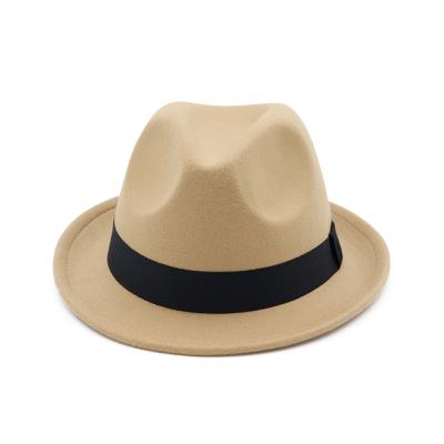 China Church Fedora Hat Boys Floating Ribbon Felt Plush Party Wear Curved Dome Hat Winter Girls Casual English Hat for sale