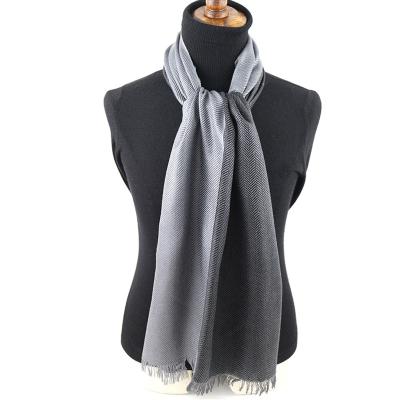 China Best Quality Wholesale Herringbone Spring Indian Black And Gray Stripe Men Silk Cashmere Blended Herringbone Pashmina Scarves 85% 15% for sale