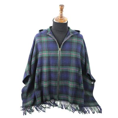 China Winter Ponchos For Women Tested Winter Ponchos For Women Poncho Plaid Wool Hooded Poncho for sale