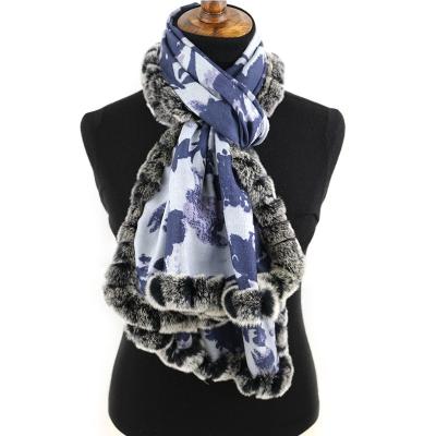 China Scarves With Fur Merino Wool Print Scarves With Fur Winter Scarf Women Brand Scarf for sale