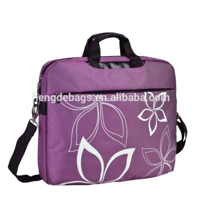 China Briefcase Bag 17 Inch Floral Print Computer Briefcase Purple Laptop Carrying Case Cutout Flowers for sale