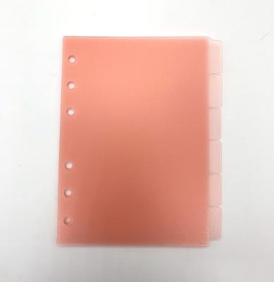 China Office School Stationery Custom Frosted PP Divider Set For 6 Hole Binder Use for sale